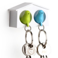 Держатель + брелок для ключей двойной Mini Sparrow, зеленый/голубой