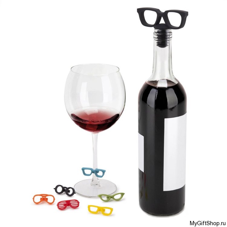 Пробка для бутылки и маркеры для бокалов Glasses