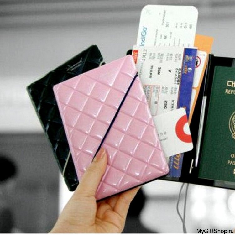 Обложка на паспорт + Холдер для документов DIAMOND, розовый