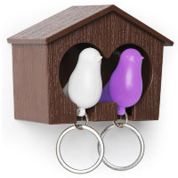 Держатель + брелок для ключей двойной Sparrow, коричневый/белый/фиолетовый