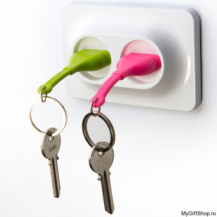 Двойной брелок + держатель для ключа Unplug, розовый