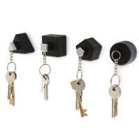 Настенные держатели для ключей с брелками Shapes 4 шт., черные