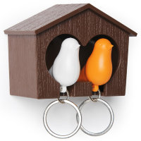 Держатель + брелок для ключей двойной Sparrow, коричневый/белый/оранжевый