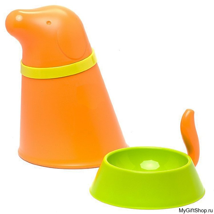 Контейнер + миска для собаки Pupp, оранжевая