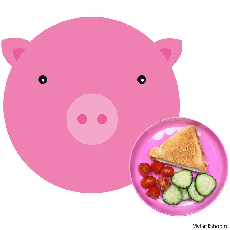 Коврик +  миска Hungry pig