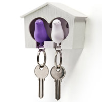 Держатель + брелок для ключей двойной Sparrow, белый/фиолетовый