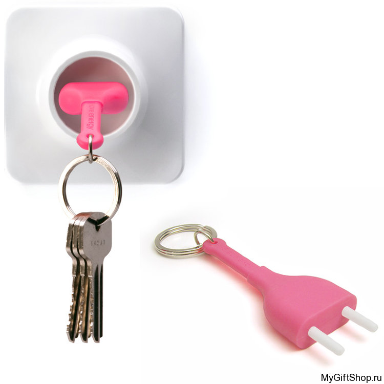 Брелок + держатель для ключа Unplug, розовый