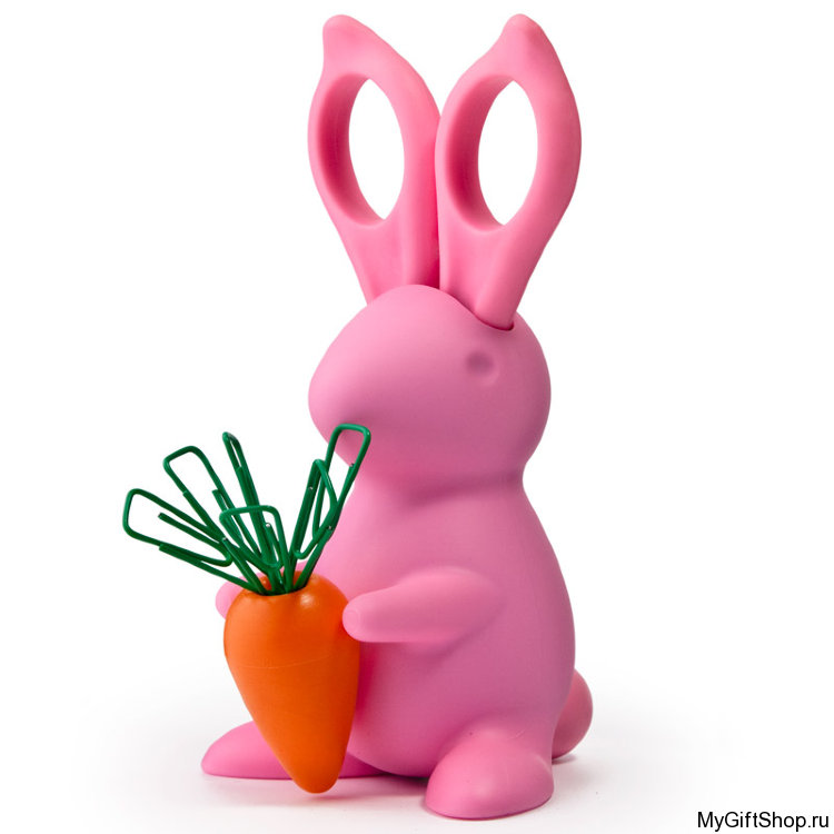 Ножницы + магнит со скрепками Bunny, розовый