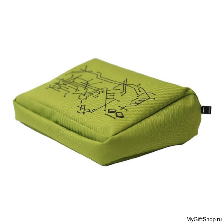 Подушка-подставка с карманом для планшета Hitech, зеленая/черная